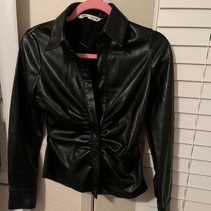 zara fitted leather top/jacket